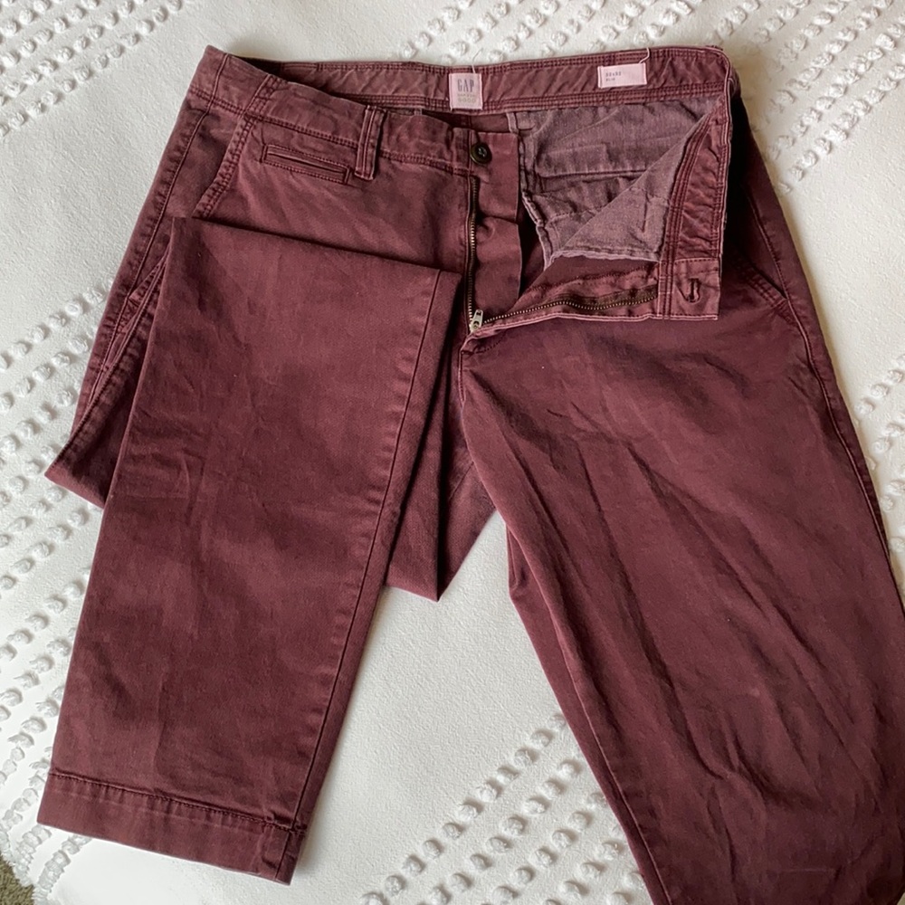 Gap Maroon Slim Fit Chino Pants 32x32